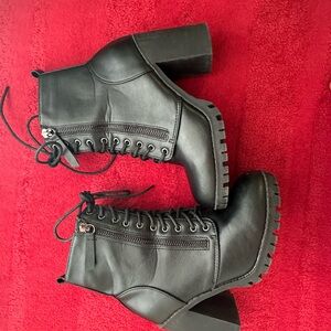 Black Lace-Up Ankle Boots
